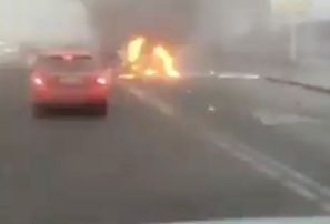 Daļa Belgorodas centra klāta ar dūmiem, deg automašīnas